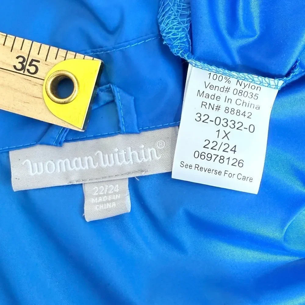 Woman Within Women’s Raincoat in Blue Size 22/24